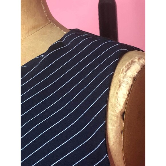1990s-Y2K RAMPAGE STRIPED Navy and White KEYHOLE Back. Tank. Mini Dress. M-L - Picture 5 of 10